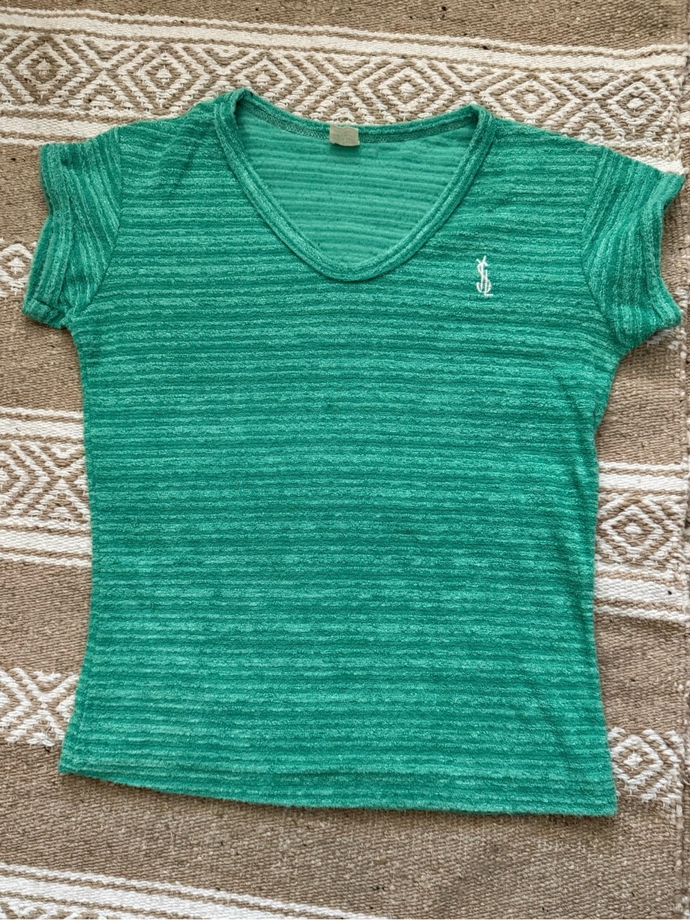 Vintage YSL Terry Towel Ribbed Green Crop Baby Tee S/M